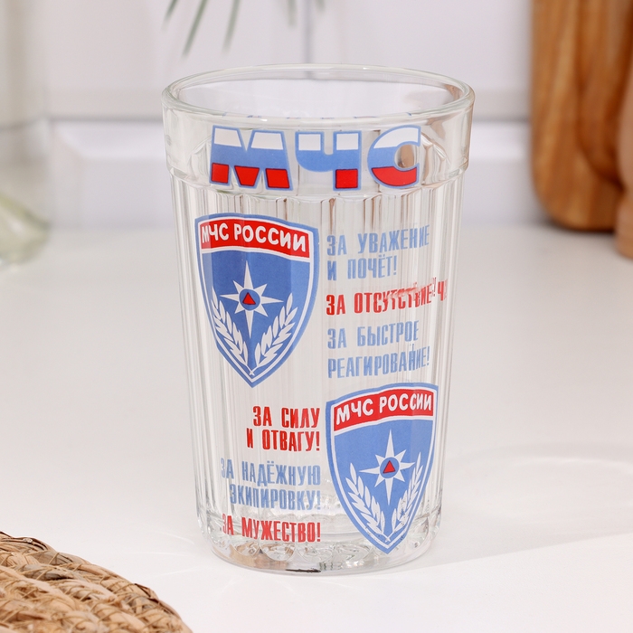 Стакан гранёный в подарочной упаковке Стакан гранёный в подарочной упаковке "МЧС" 250 мл