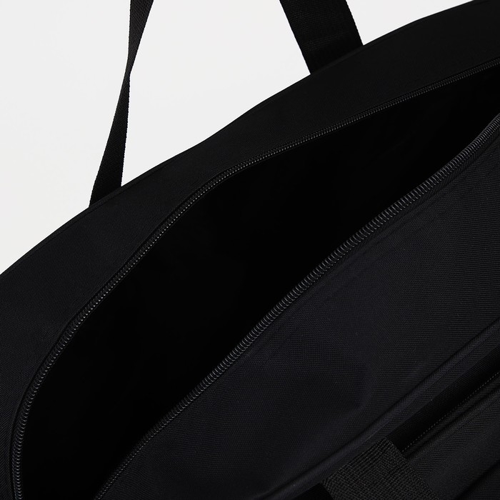 Сумка дорожная на молнии, наружный карман, длинный ремень, цвет чёрный Сумка дорожная на молнии, наружный карман, длинный ремень, цвет чёрный