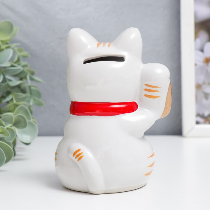 Копилка керамика "Манэки-нэко - иероглиф богатство"  11,5х9х7,3 см