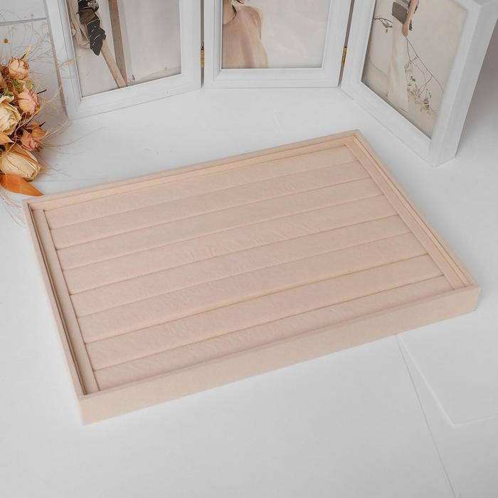 Подставка для колец 7 полос, флок, 35&times;24&times;3 см, цвет бежевый