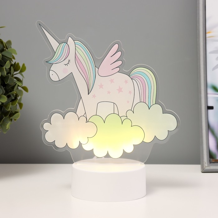 Светильник Светильник "Единорог" LED 3000К USB/от батареек 3хАА белый 16,3х9х23 см