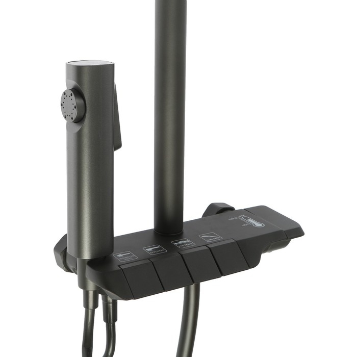 Душевая система ZEIN Z3683, верхняя и ручная лейка, ПВХ шланг, гигиенический набор, графит Душевая система ZEIN Z3683, верхняя и ручная лейка, ПВХ шланг, гигиенический набор, графит