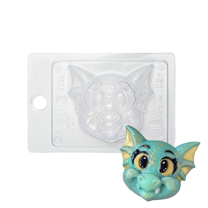 Форма для шоколада пластиковая «Голова дракона», размер изделия 8,5×7,5×3 см, цвет прозрачный Форма для шоколада пластиковая «Голова дракона», размер изделия 8,5×7,5×3 см, цвет прозрачный