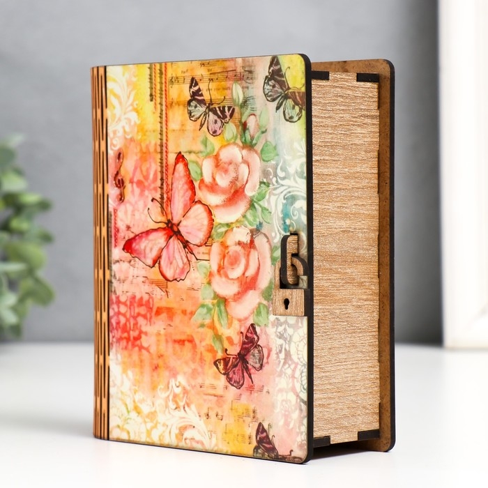 Шкатулка-книга  Шкатулка-книга "Бабочки" 14 х12х5 см