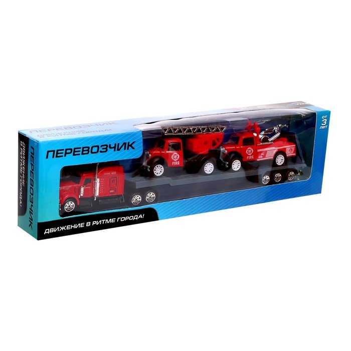 Грузовик металлический «Пожарная служба», инерционный, с 2 машинками