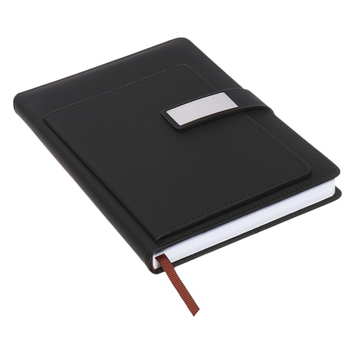 Ежедневник недатированный, А5, 140л, клетка, обл.кожзам, с хлястиком, Стайл, черный