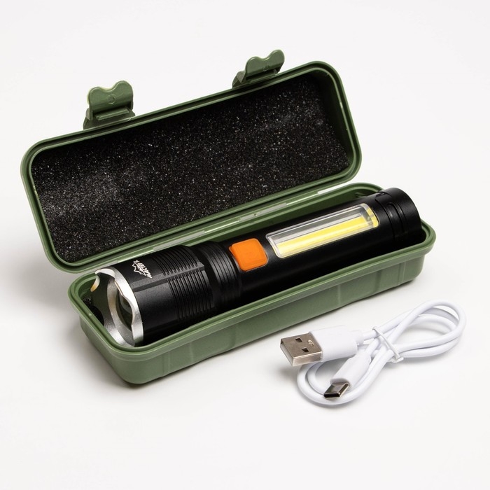 Фонарь ручной аккумуляторный  Фонарь ручной аккумуляторный "Мастер К", 1200 мАч, 30+15 Вт, 500 лм, P50, COB, zoom, Type-C