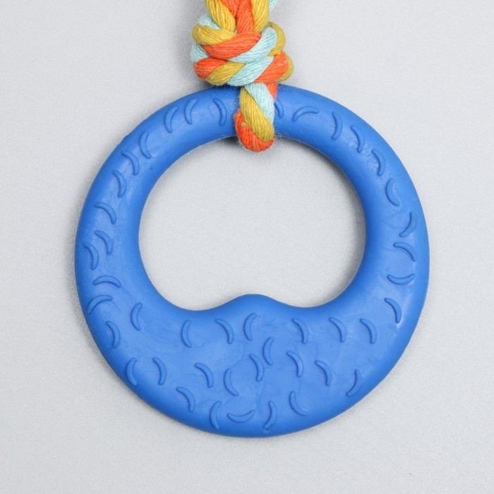 Игрушка жевательная с канатом Игрушка жевательная с канатом "Гиря", синяя