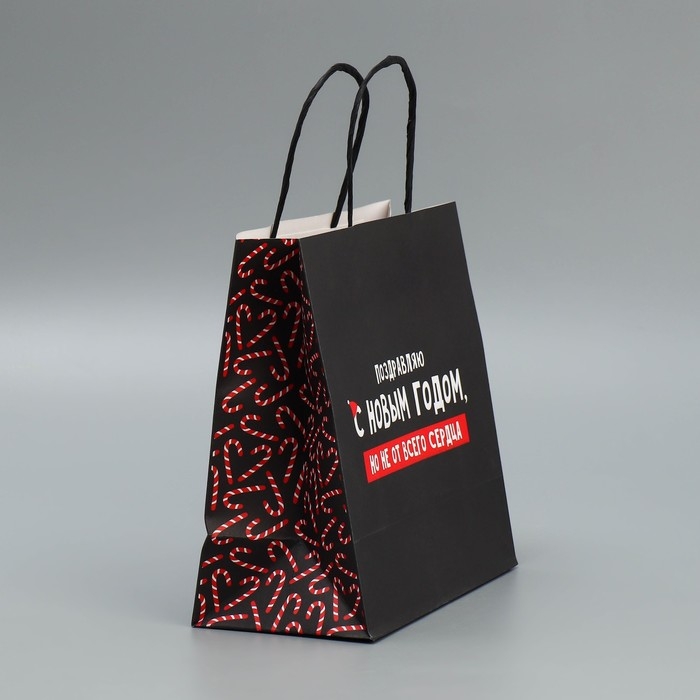 Пакет подарочный новогодний крафтовый «Не от сердца», 22 х 22 х 11 см, Новый год Пакет подарочный новогодний крафтовый «Не от сердца», 22 х 22 х 11 см, Новый год