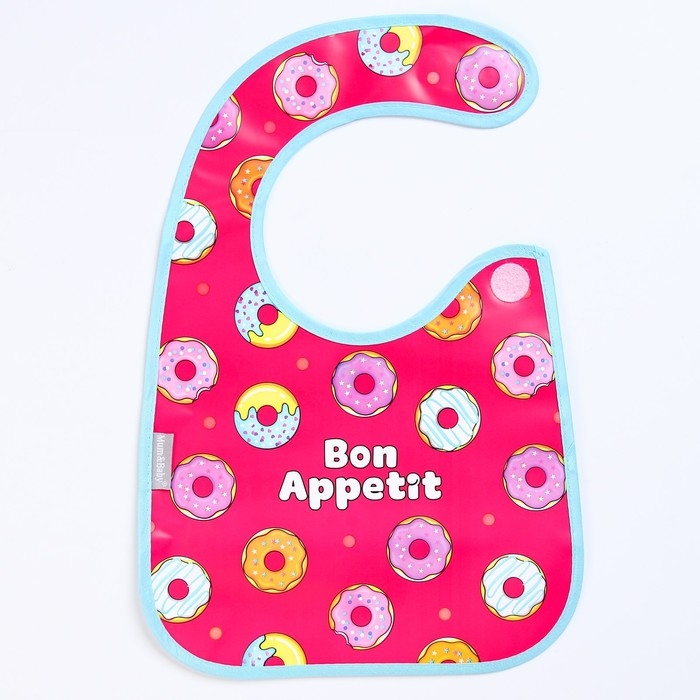 Нагрудник для кормления «Пончики» непромокаемый на липучке, с карманом Нагрудник для кормления «Пончики» непромокаемый на липучке, с карманом