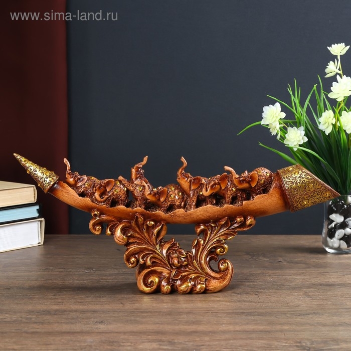 Сувенир полистоун Сувенир полистоун "Семь слонов на бивне" под дерево 18,5х8х44 см