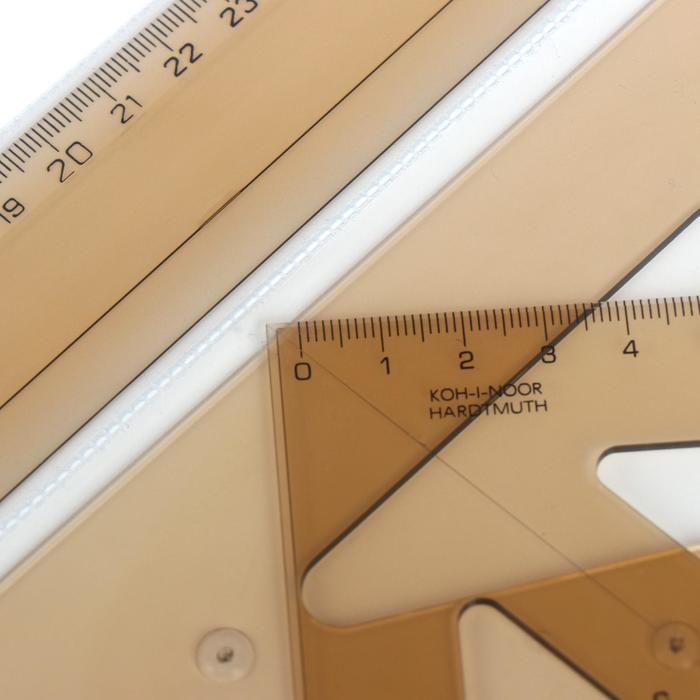 Геометрический набор Koh-I-Noor: линейка, треугольник 2 штуки, транспортир, дымчатый, с европодвесом Геометрический набор Koh-I-Noor: линейка, треугольник 2 штуки, транспортир, дымчатый, с европодвесом