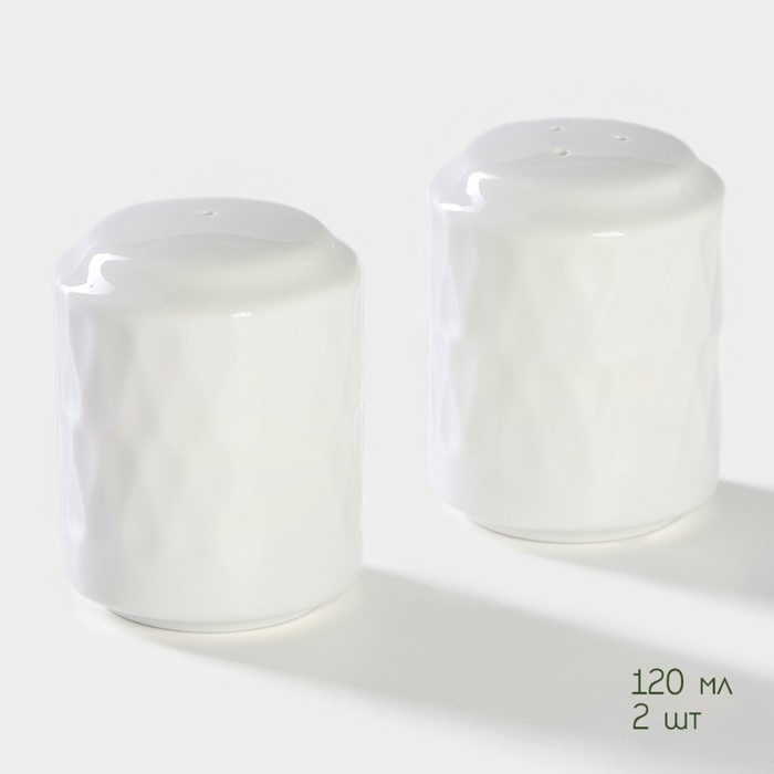 Набор керамический для специй на бамбуковой подставке BellaTenero «Герда», 3 предмета: солонка 120 мл, перечница 120 мл, салфетница, цвет белый