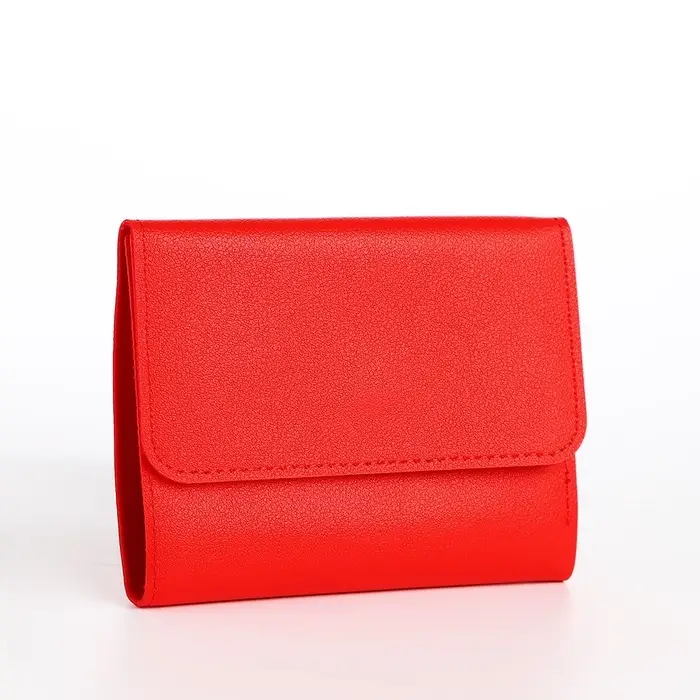 Кошелёк женский на кнопке 11.5&times;0.5&times;9 см, однотонный, алый