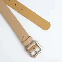 Ремень женский с винтом, 110&times;2.5 см, матовая классическая пряжка металл, бежевый