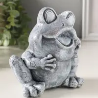 Копилка полистоун "Лягушонок" высота 16 см, серый камень