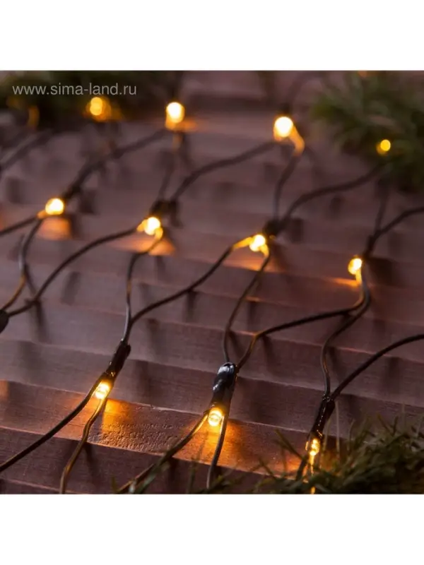 Гирлянда &laquo;Сеть&raquo; 2&times;1.5 м, IP44, УМС, тёмная нить, 192 LED, свечение тёплое белое, 220 В