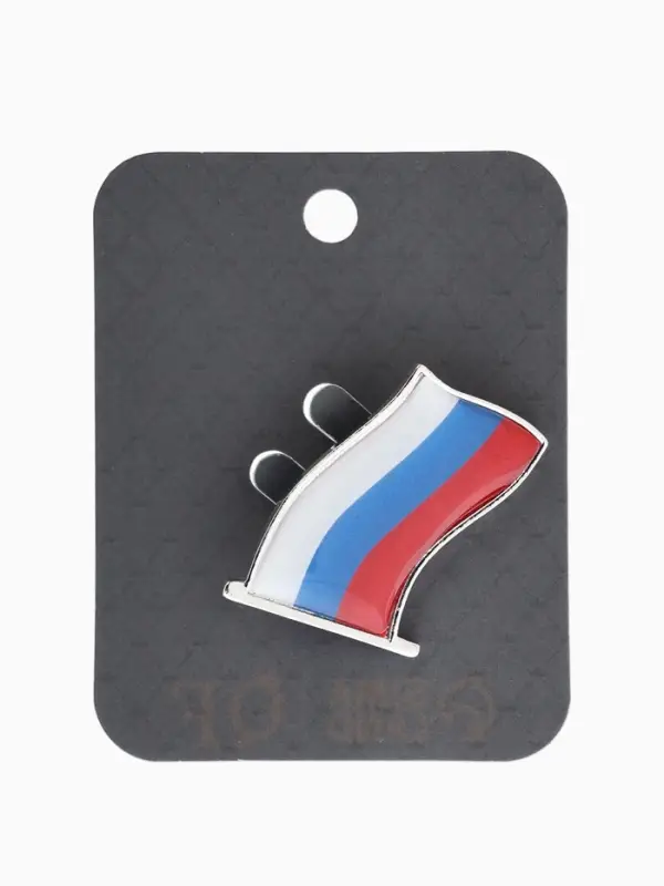 Брошь "Флаг России", триколор в серебре