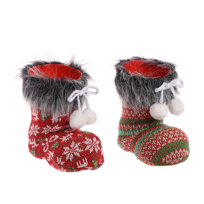 Конфетница «Сапожок», с ёлочками, на завязках, цвета МИКС Конфетница «Сапожок», с ёлочками, на завязках, цвета МИКС