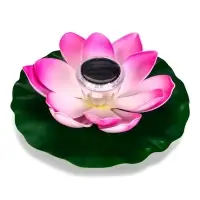 Садовый светильник для водоемов 28 х 28 х 9 см на солнечной бат-е "Лотос" лиловый N009