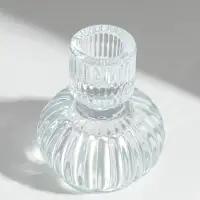 Подсвечник стекло на 1 свечу двусторон "Кластер" прозрачный d=2,5 см и 4 см 7,5х7,5х8,5 см   1097361