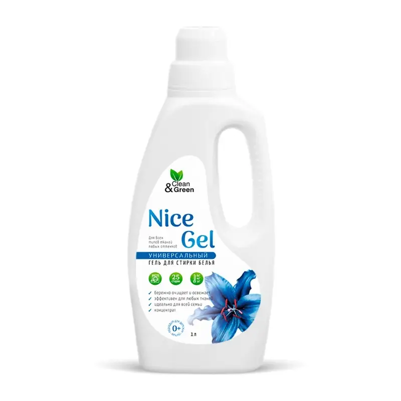 Гель для стирки "Nice Gel" универсальный (концентрат) 1000 мл. (ПЭНД) Clean&Green CG8290