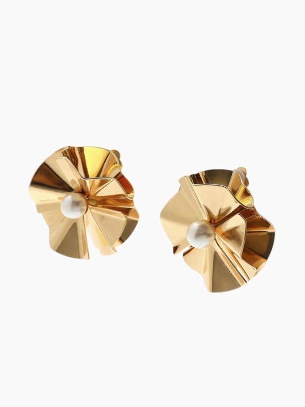 Клипсы «Тренд» объёмный цветок, цвет золото Клипсы «Тренд» объёмный цветок, цвет золото