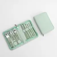 Набор маникюрный, 10 предметов, в футляре, бирюзовый