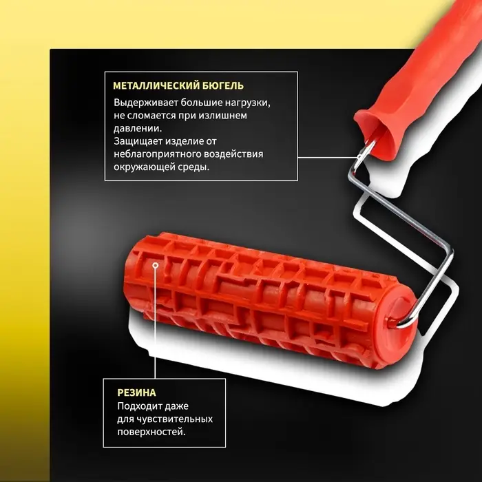 Валик декоративный ТУНДРА, резиновый, &laquo;крокодил&raquo;, рукоятка d=6 мм, 180 мм