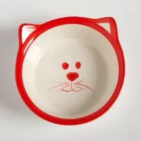 Миска для кошек &laquo;Подмигивающий кот&raquo;, 200 мл, 11&times;11&times;4 см, керамика, белая, красная