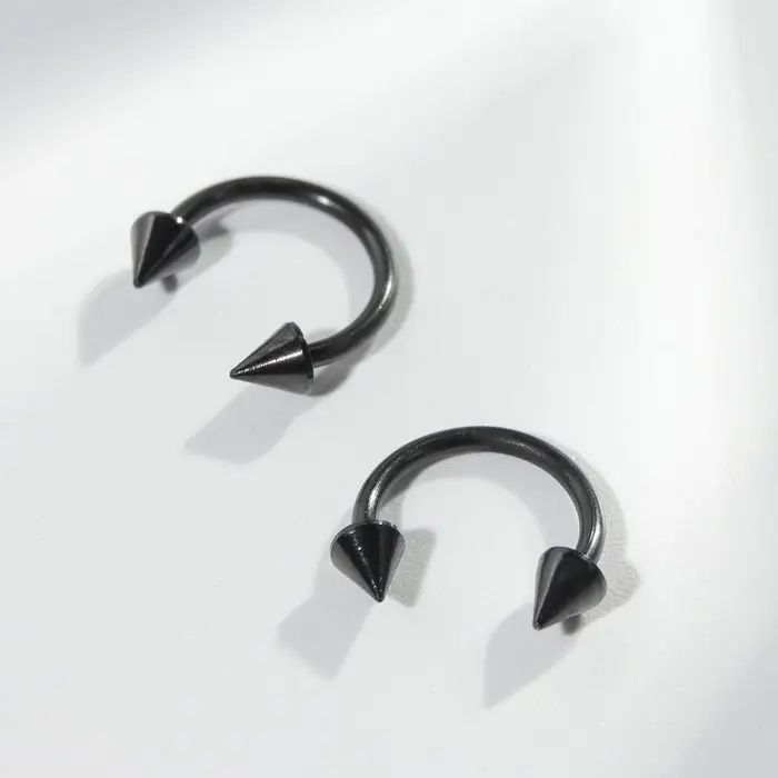 Пирсинг в бровь циркуляр, шип, d=8 мм, пара, чёрный Пирсинг в бровь циркуляр, шип, d=8 мм, пара, чёрный