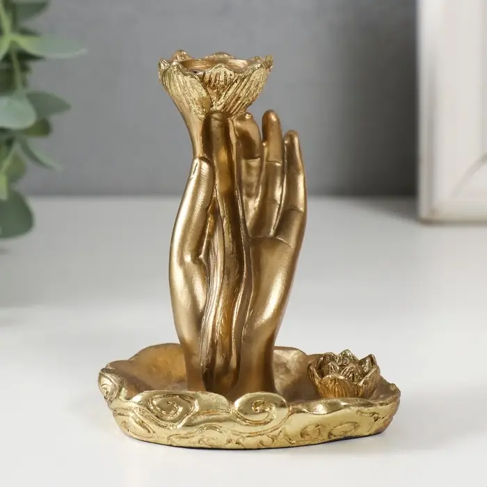 Подставка для благовоний, конусов &laquo;Цветок в руке&raquo;, полистоун, 7&times;5.5&times;9 см