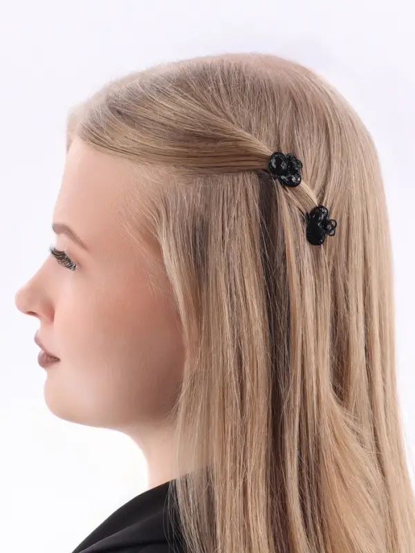 Крабик для волос «Чёрные кружева», крыло бабочки, 2 см, чёрный