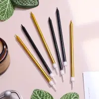 Свечи в торт &laquo;Ройс&raquo;, 6 шт., высокие, 13 см, чёрные и золотые