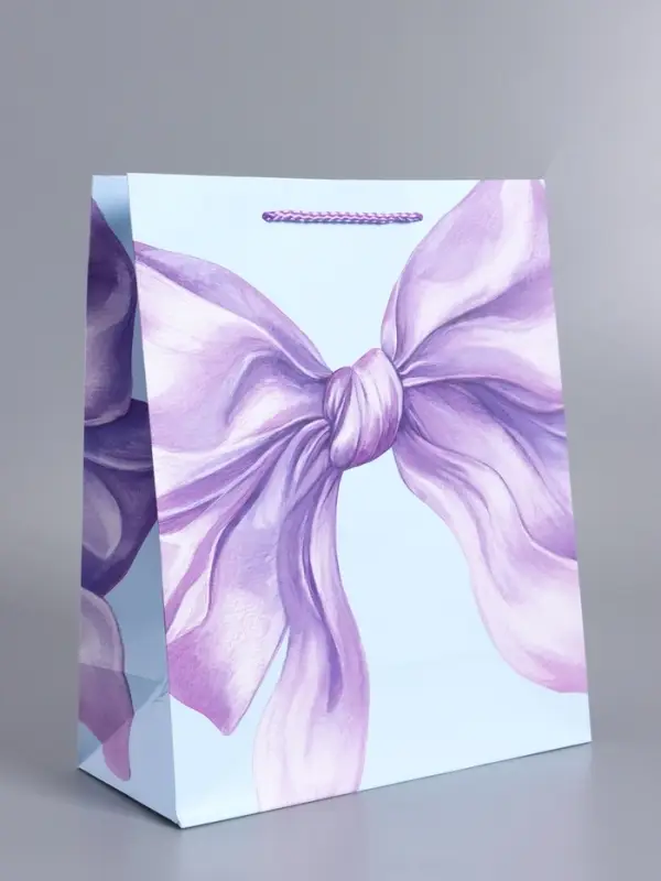 Пакет подарочный "Сиреневый бант" ламинированный 26 х 12 х 32 см