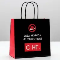 Пакет подарочный новогодний &laquo;Деда мороза не существует&raquo;, 22&times;22&times;11 см