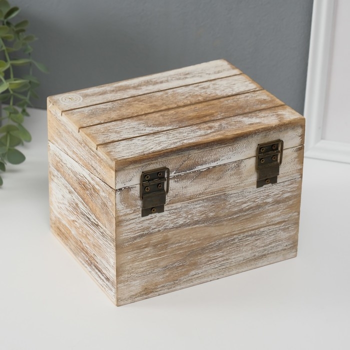 Шкатулка дерево  Шкатулка дерево "Прямоугольная" выбеленная 13.6х18х13.6 см