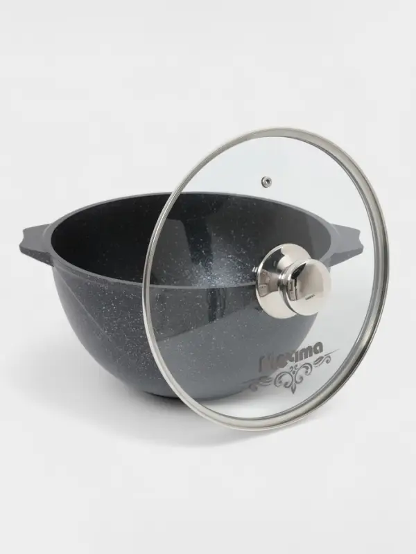 Казан Мечта &laquo;Гранит Star&raquo;, 5 л, литые ручки, антипригарное покрытие, стеклянная крышка, литой алюминий, тёмно-синий