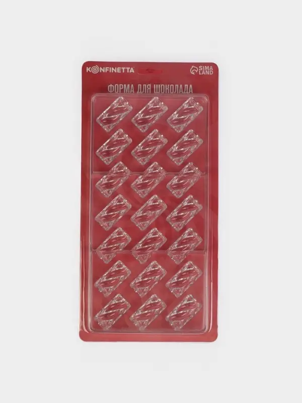 Форма для конфет и шоколада KONFINETTA &laquo;Косичка&raquo;, 27.5&times;17.5&times;2.5 см, 21 ячейка 3.7&times;1.5&times;1.5 см, пластик, прозрачная