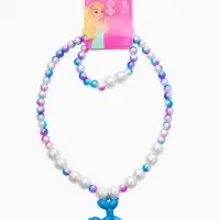 Набор детский "Выбражулька" 2пред-а: бусы, браслет, собака, бело-голубой