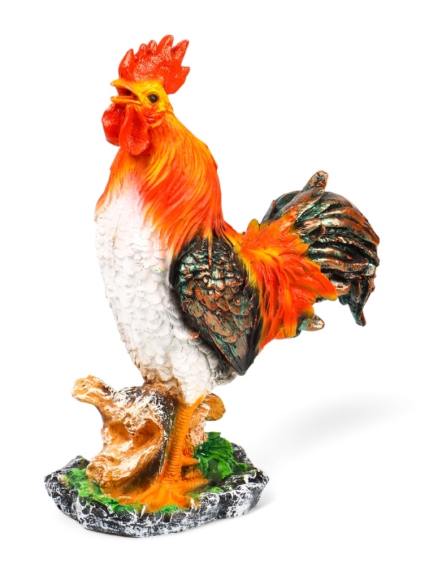 Садовая фигура из полистоуна «Петух на камне», 42×32×13 см