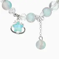 Браслет с подвесками &laquo;Сахарный. Звезда&raquo;, шар №10/8, d=6 см, розовый, голубой матовый в серебре