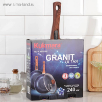 Сковорода Granit ultra red, d=24 см, съёмная ручка, стеклянная крышка, антипригарное покрытие, цвет коричневый