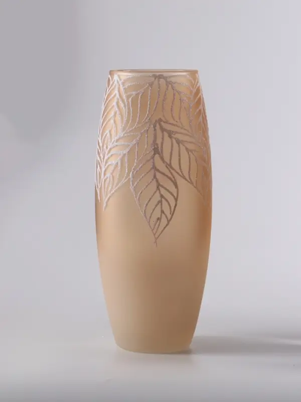Ваза &laquo;Кармен&raquo; листья, овал, h=26 см, стекло, пудра