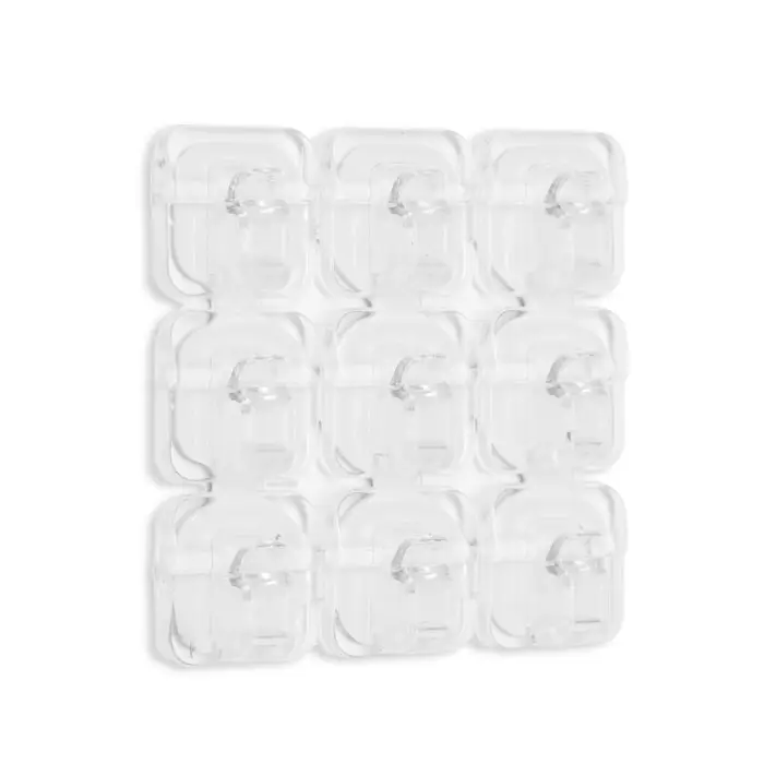 Держатель самоклеящийся для проводов и гирлянд ТУНДРА krep, прозрачный, 9 шт.