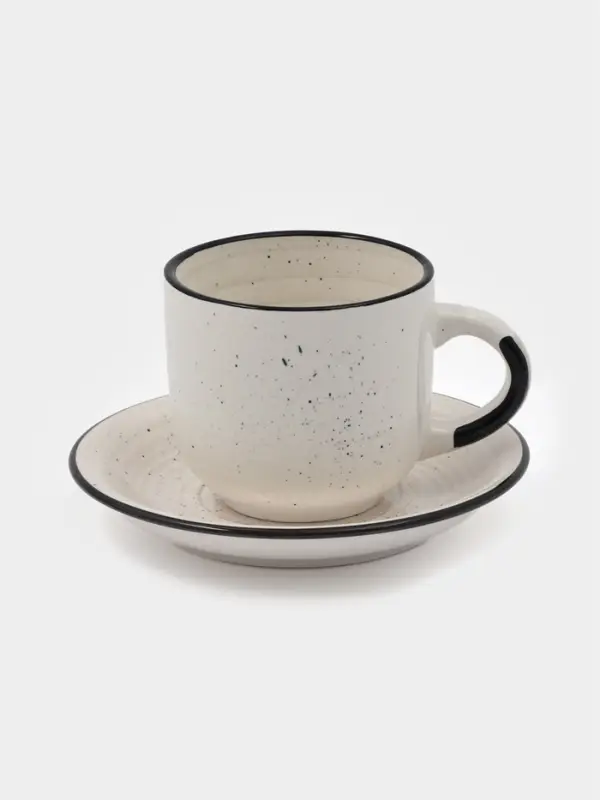 Чайная пара Доляна "Nature" 260 мл, блюдце 15 см беж в крапинку