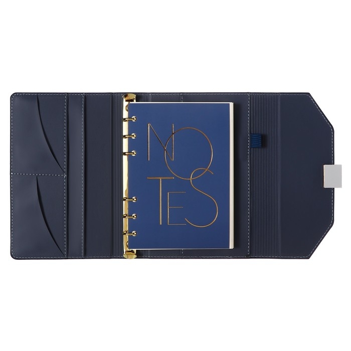 Органайзер на кольцах А6+, 80 листов, кожзам, c клапаном, линия, с ручкой, в подарочной коробке, синий Органайзер на кольцах А6+, 80 листов, кожзам, c клапаном, линия, с ручкой, в подарочной коробке, синий