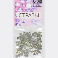 Стразы «Усечённый конус», с голографией, стеклянные, d=3.2 мм, 100 шт., цвет серебряный