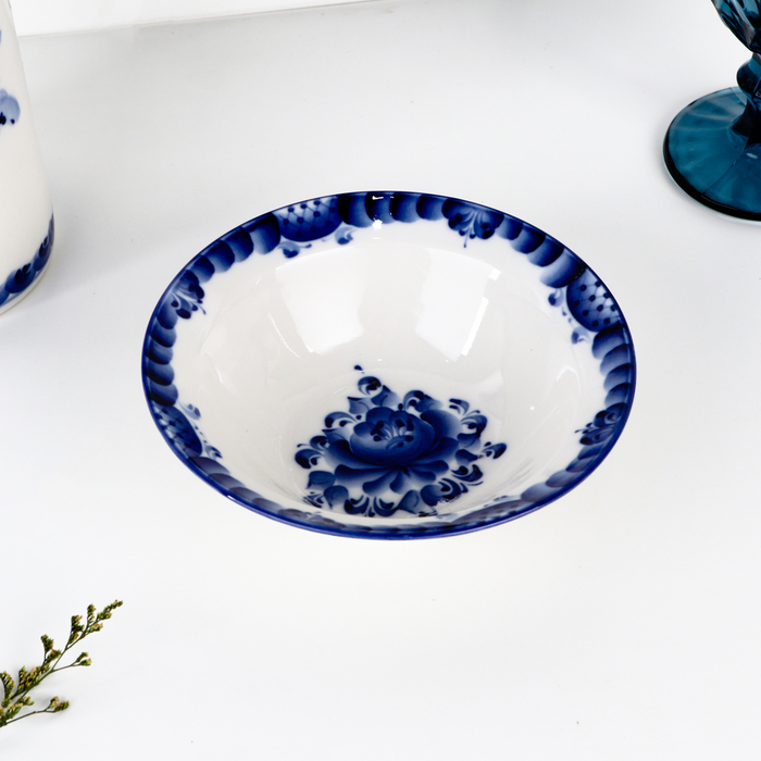 Тарелка &laquo;Трапеза&raquo;, малая, D=17,5 см, гжель