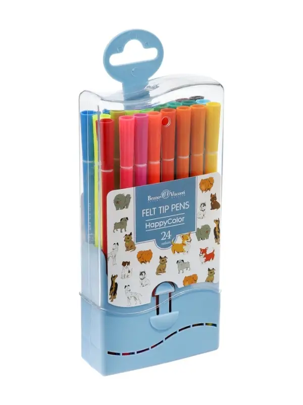Фломастеры 24 цветов &laquo;Собаки&raquo;, в пластиковом пенале